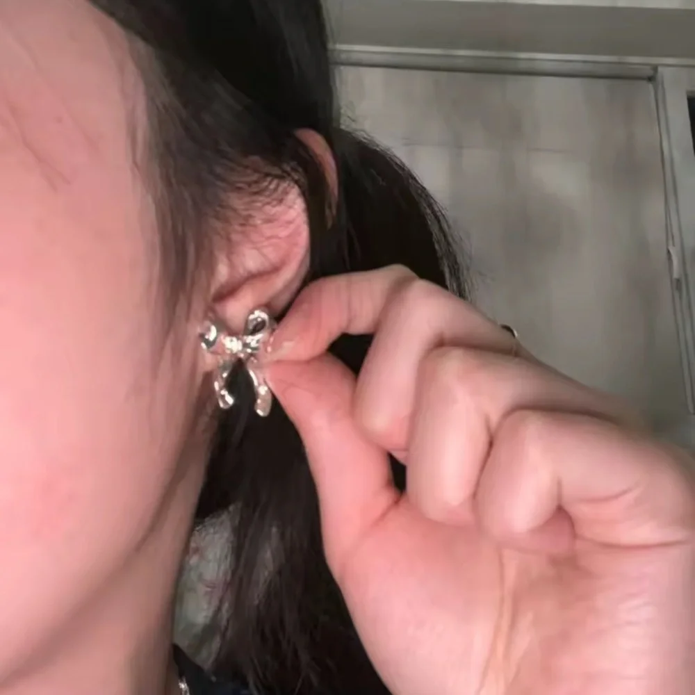 Elegant Silver Bow Earrings